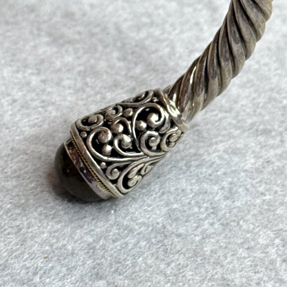Bali Designs Labradorite Cable Cuff Bracelet 18K Gold Sterling Silver Hinged - Picture 11 of 14